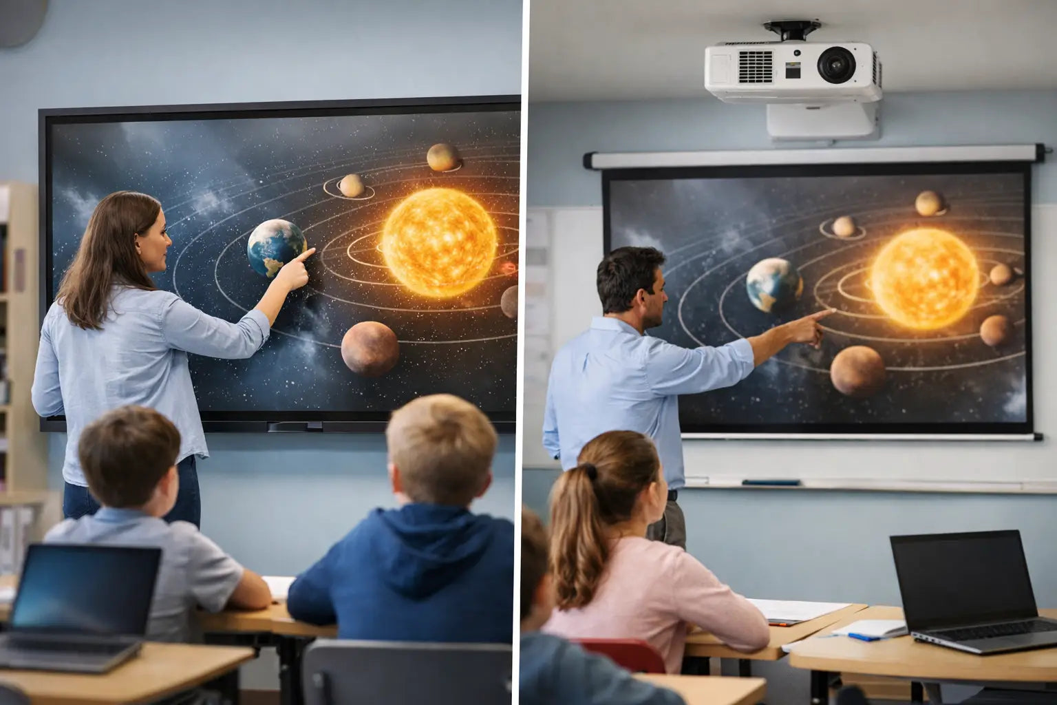 Interactive Flat Panel vs Projector for Schools