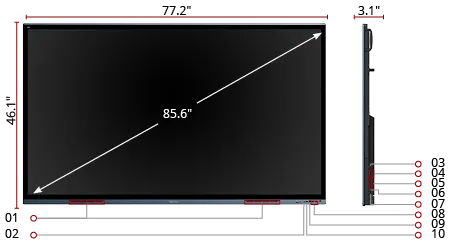 ViewSonic 86-inch 4K Interactive ViewBoard Smart Flat Panel PCAP Touch Display