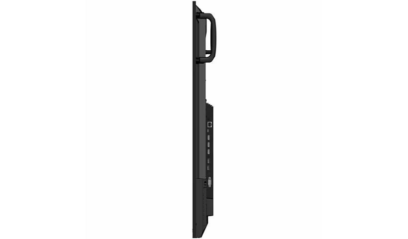 Side view of the ViewSonic CDE5514, a 55-inch 4K UHD commercial display featuring a sleek black design and a handle.