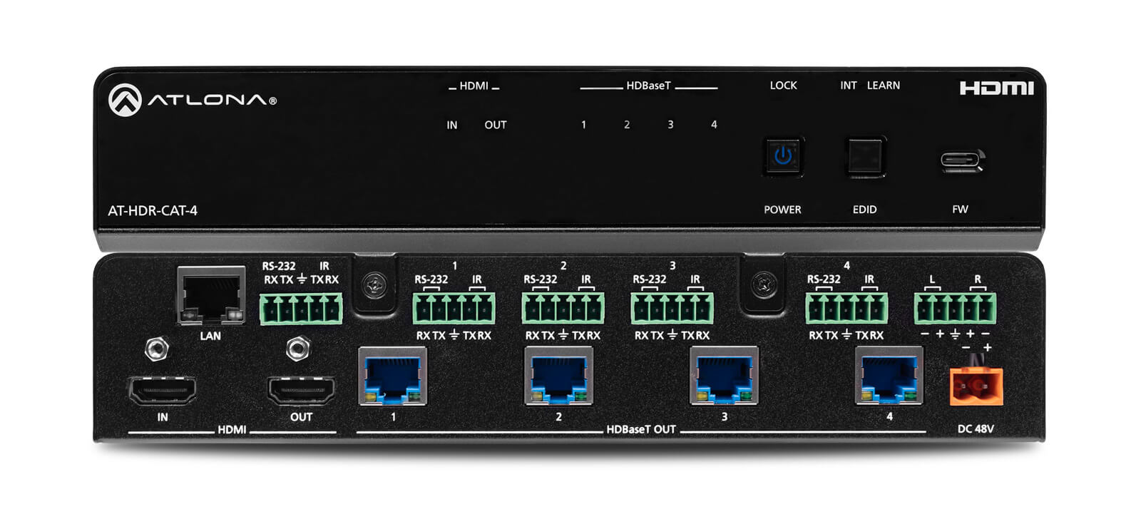 Four - Output 4K HDR HDBaseT Distribution Amplifier with Long Distance Extension - Protech Projection Systems