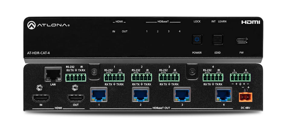 Four - Output 4K HDR HDBaseT Distribution Amplifier with Long Distance Extension - Protech Projection Systems