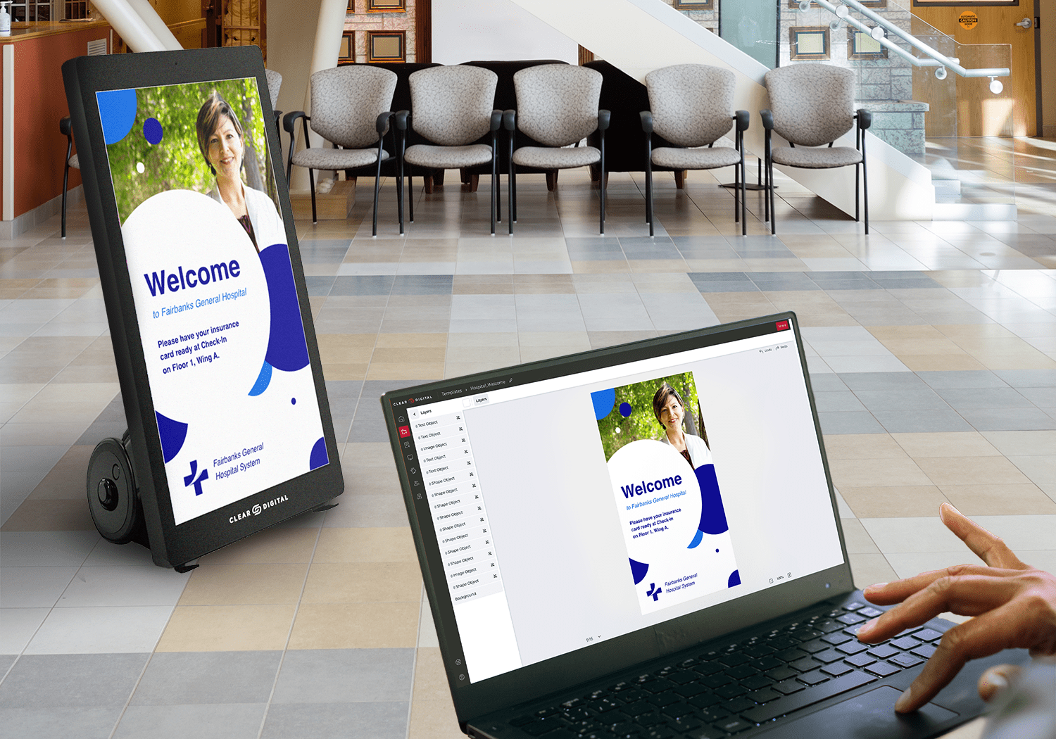 Clear Digital Evo Roll Series 43 - inch Portable Full HD Digital Signage Display - Protech Projection Systems