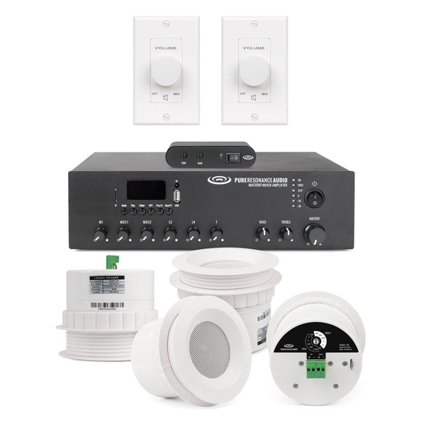 Pure Resonance Audio SMSS-10C3MA120BTSMG14VC50W 10 C3 3" 70V Ceiling Speaker Sound Masking System