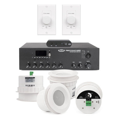 Pure Resonance Audio SMSS-10C3MA120BTSMG14VC50W 10 C3 3" 70V Ceiling Speaker Sound Masking System