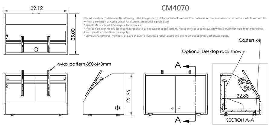 AVFI CM4070 Mobile Confidence Monitor Mount with Shroud Storm Grey