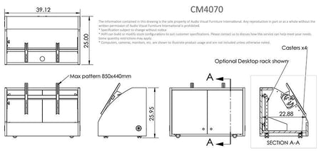 AVFI CM4070 Mobile Confidence Monitor Mount with Shroud Storm Grey