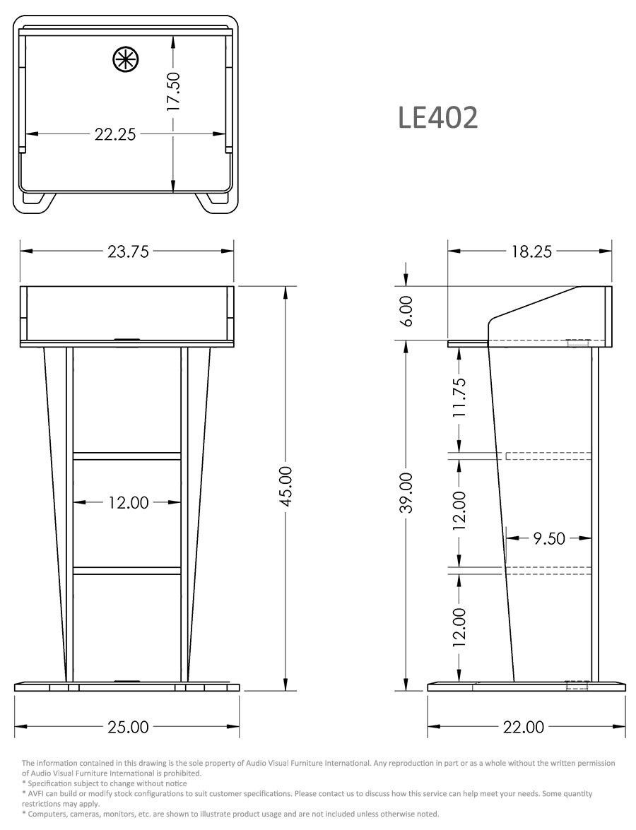 AVFI LE402 Slim Modern Presentation Lectern