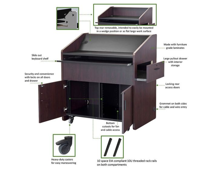 AVFI PD3007 Dual Rack Mobile Multimedia Podium