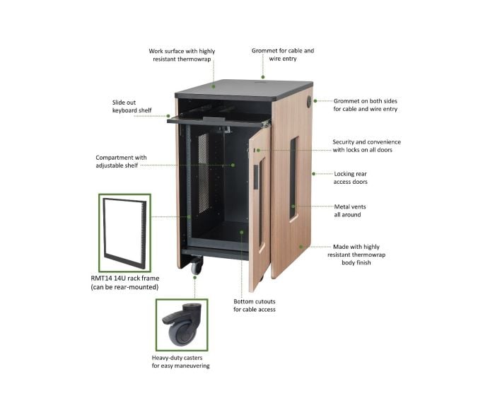 AVFI RK5105 14U Mobile Rack