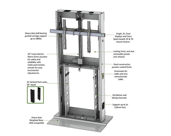 AVFI LFT7000FS Height-Adjustable AV Stand Grey