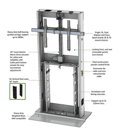 AVFI LFT7000FS Height-Adjustable AV Stand Grey
