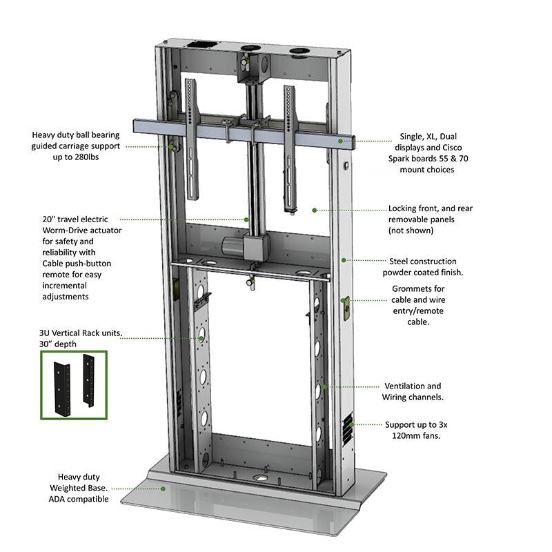 AVFI LFT7000FS Height-Adjustable AV Stand Grey