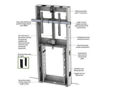 AVFI LFT7000WM Height-Adjustable Wall Mounted Display Stand Grey