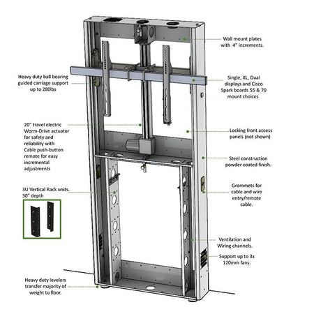 AVFI LFT7000WM Height-Adjustable Wall Mounted Display Stand Grey