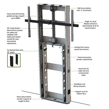 AVFI LFT8800WM-XL Heavy-Duty Wall Mounted Display Stand for 65-90 Inch Displays