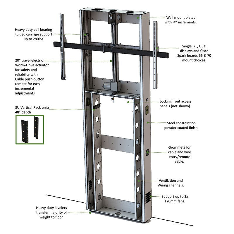 AVFI LFT8800WM-XL Heavy-Duty Wall Mounted Display Stand for 65-90 Inch Displays