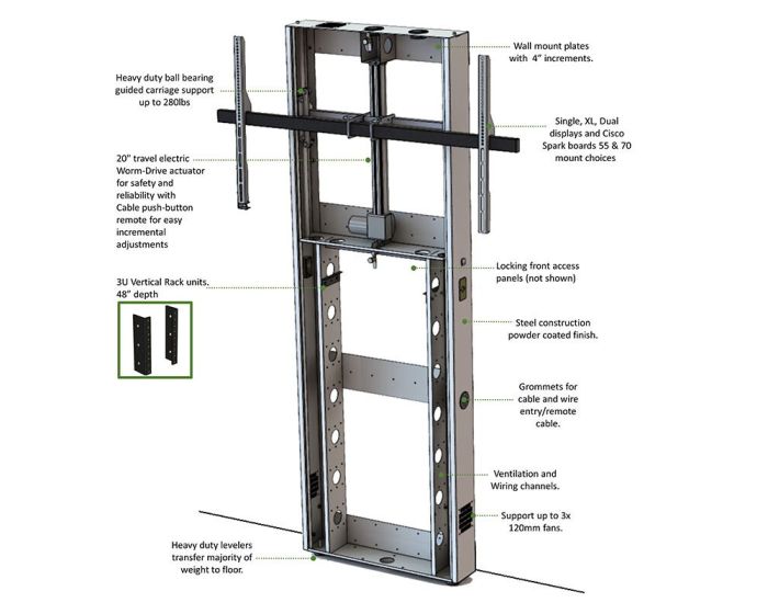 AVFI LFT8800WM-XL Heavy-Duty Wall Mounted Display Stand for 65-90 Inch Displays