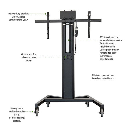 AVFI PM-XFL-LIFT Mobile Electric Lift Display Stand Black