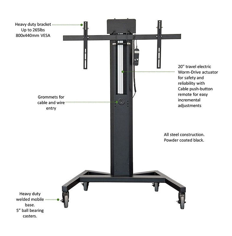 AVFI PM-XFL-LIFT Mobile Electric Lift Display Stand Black