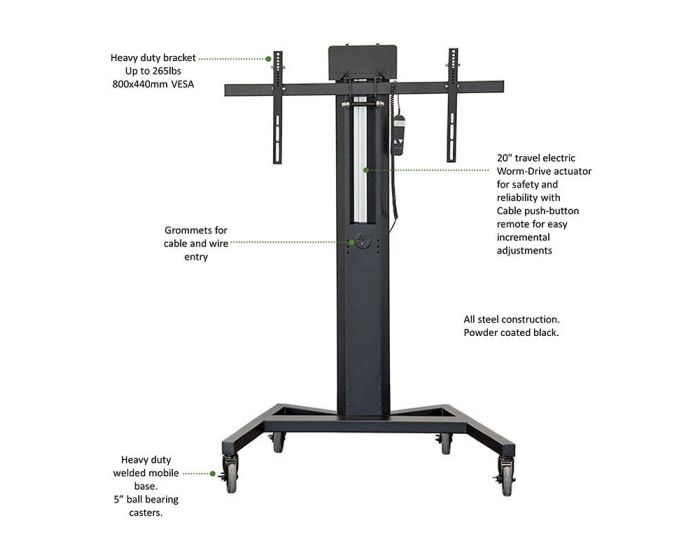 AVFI PM-XFL-LIFT Mobile Electric Lift Display Stand Black