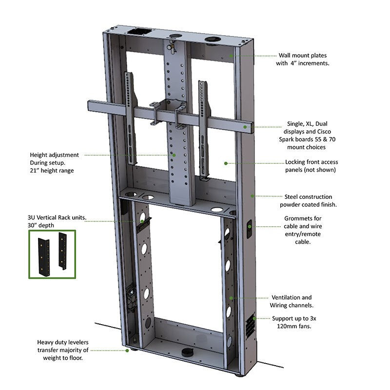 AVFI TP4000WM Series Wall-Mounted TV Stand Black