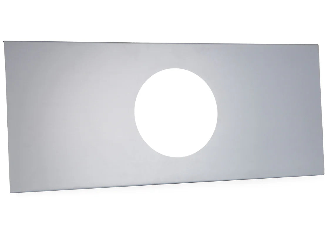 Rectangular white panel with a circular cutout in the center, designed for ceiling speaker installation.