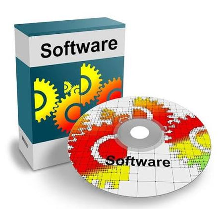 Software package featuring a colorful gear design in red, yellow, and green, with the word "Software" prominently displayed.