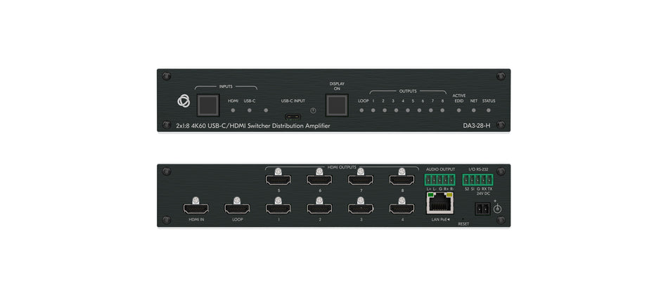 Kramer DA3-28-H 2:8 4K HDR HDMI Distribution Amplifier and Switcher