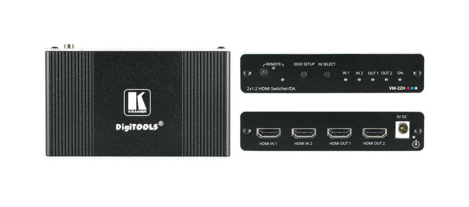 Kramer VM-22H 2x1:2 Compact HDMI Switchable Distribution Amplifier DA