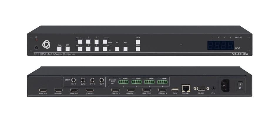 Kramer VS-44H2A 4x4 4K HDR HDMI Matrix Switcher Audio De-embedding