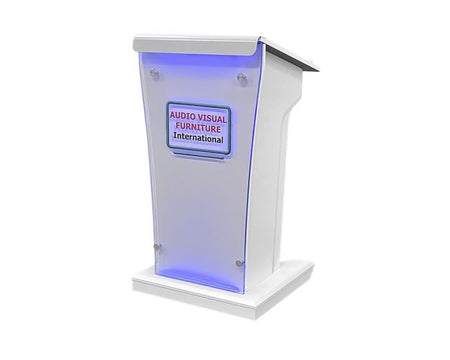 AVFI LEX25-AF Wood and Acrylic Lectern with LED Lights Designer White