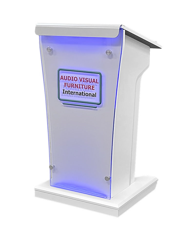 AVFI LEX25-AF Wood and Acrylic Lectern with LED Lights Designer White