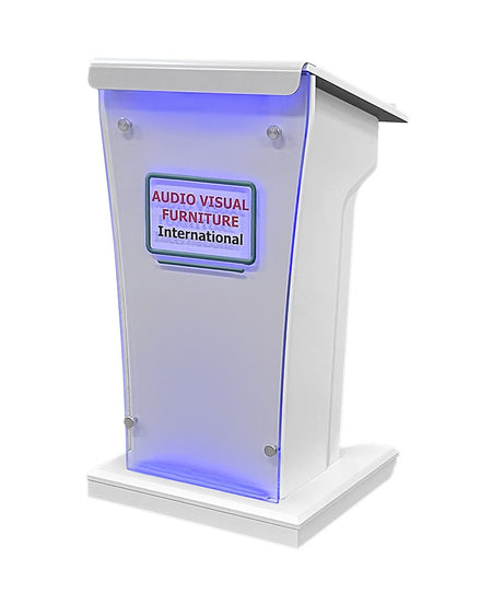 AVFI LEX25-AF Wood and Acrylic Lectern with LED Lights Designer White