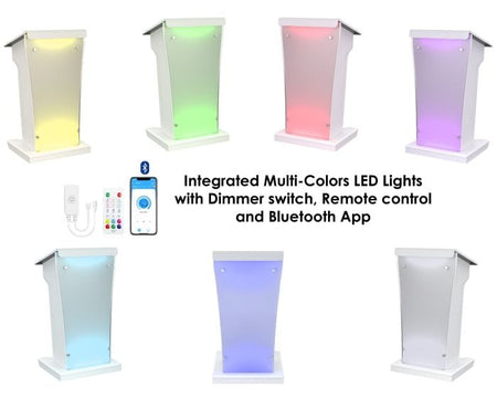 AVFI LEX25-AF Wood and Acrylic Lectern with LED Lights Designer White