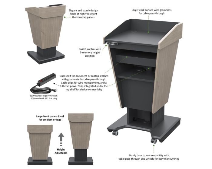 AVFI PDDL25 Height Adjustable Diplomat Podium