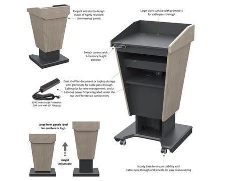 AVFI PDDL25 Height Adjustable Diplomat Podium
