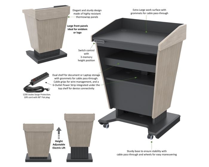 AVFI PDDL31 Height Adjustable Diplomat Podium Plus
