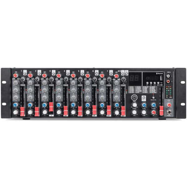 Pure Resonance Audio MX9 9-Channel Rack Mount Mixer Bluetooth Effects 3U
