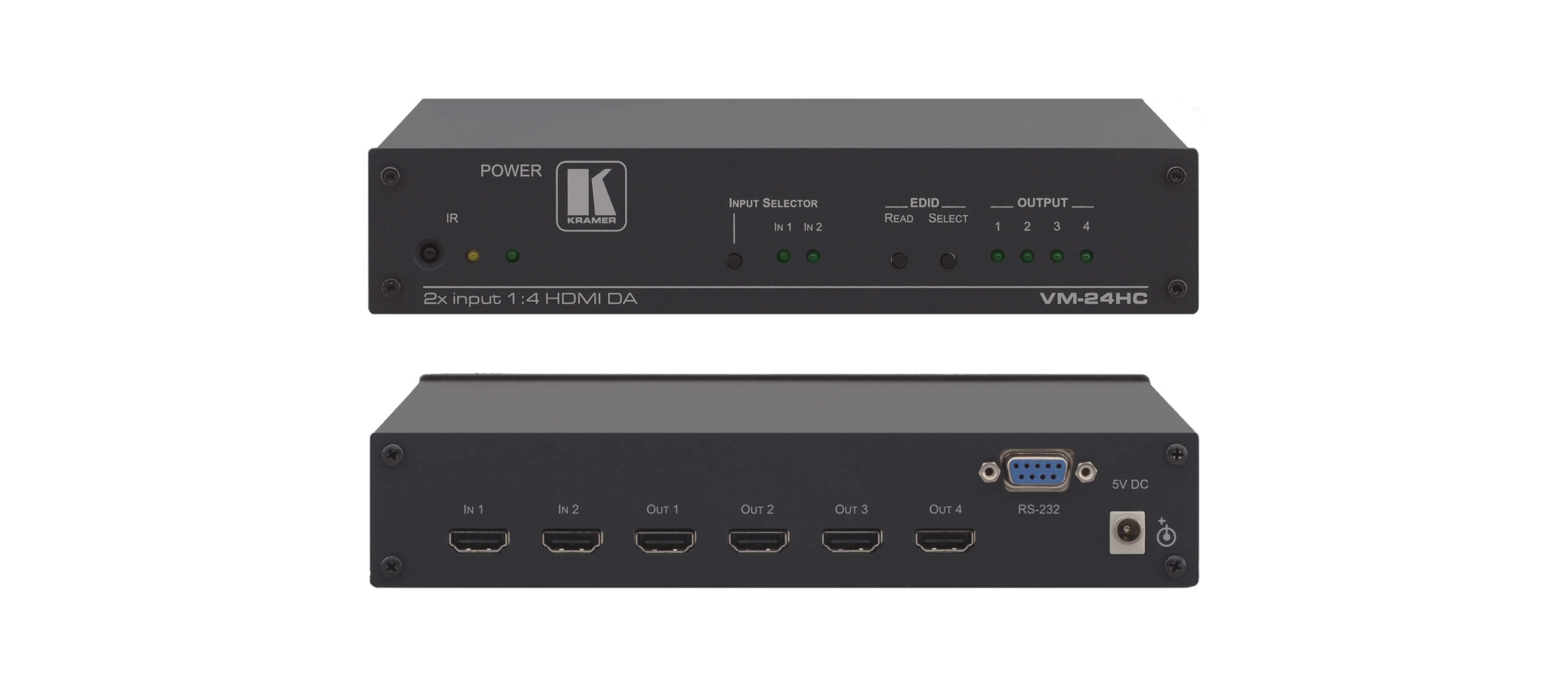 Kramer VM-24HC 2x1:4 Compact HDMI Switchable Distribution Amplifier ...